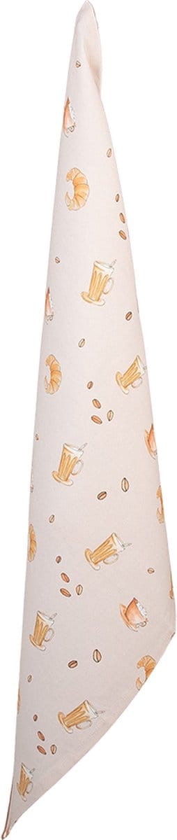 Clayre & Eef Theedoek 50x70 cm Beige Katoen Croissant en Koffie