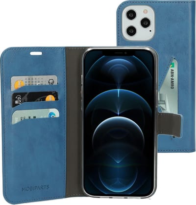 Mobiparts hoesje geschikt voor Apple iPhone 12 Pro Max - Wallet/Boekhoesje - Eco Leer - Magneet Sluiting - Opberg vakken - Blauw