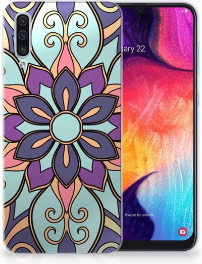 Samsung Galaxy A50 TPU Case Purple Flower