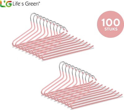 Life’s Green Broekhangers met antislip – Kledinghangers – Klerenhangers – Broek en Rok Houder - Set van 100 stuks - Roze