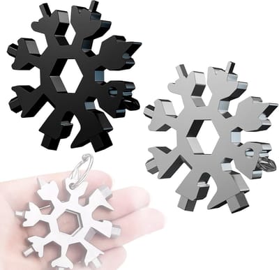 Multifunctioneel Gereedschap - Sneeuwvlok Tool - Reparatie & Onderhoud - 18 Functies - 2 Stuks - Zwart Zilver