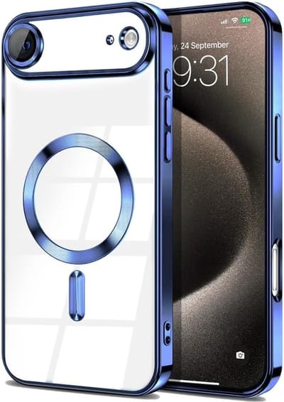 Magsafe Hoesje Geschikt voor iPhone Air hoesje Transparant / Blauw - Lens beschermer – backcover