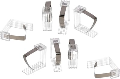 Gerimport Tafelkleed klemmen - 8x stuks - transparant - kunststof - 4,5 x 6 cm - buiten en binnen geschikt - vastklemmen van zeil of kleed