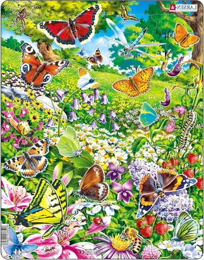 Legpuzzel - Vlinders Bloemenveld - Ontspannen Tijdverdrijf - Vormpjes Puzzelstukjes - 42 Stukjes - Meerkleurig