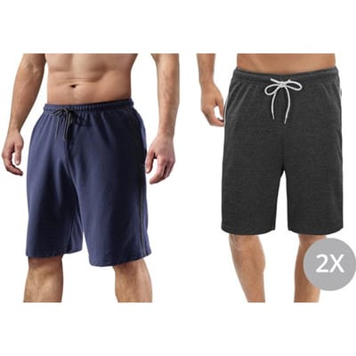 Milanoro - Set van 2 sportieve, comfortabele mannenshorts - Marineblauw/Antraciet - M