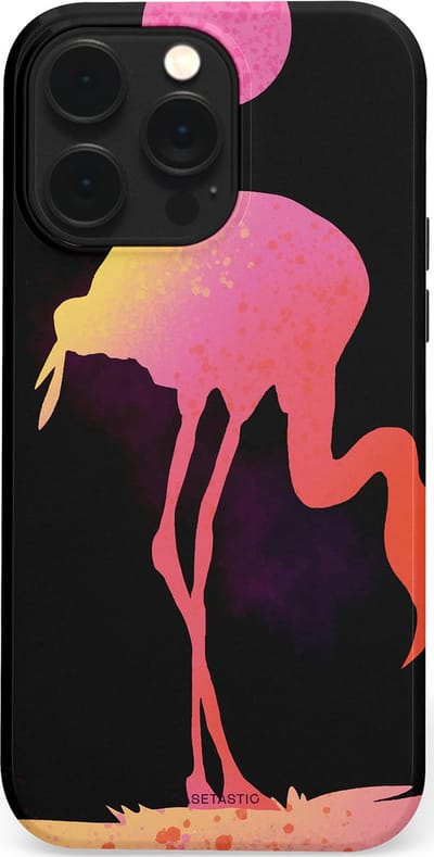 Casetastic Hoesje Geschikt voor Apple iPhone 14 Pro Max Magsafe - Stijlvolle Beschermende Duo-layer Case - Silhouet Flamingo