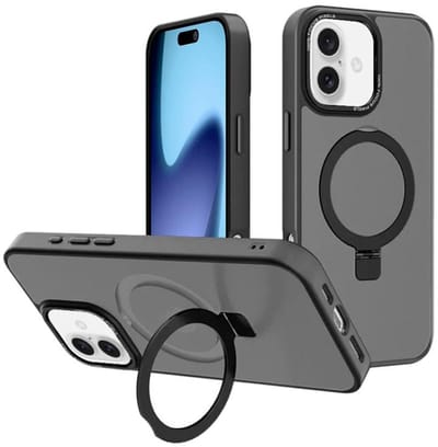 Backcover met onzichtbare standaard [Compatibel met MagSafe] Schokbestendig Hoesje - Geschikt voor: Apple iPhone 17 - Zwart