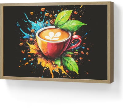 Wandlamp 60x40 cm - Oplaadbaar - Koffie - Graffiti - Drinken - Abstract - Wandlampen binnen woonkamer - Slaapkamer lamp - Decoratieve nachtlamp - Vloerlamp draadloos