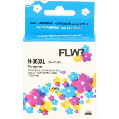 FLWR inktcartridge voor HP 303XL Kleur - Premium Huismerk HP 303 inkt (Kleur - hoge capaciteit) o.a. geschikt voor HP ENVY Inspire 7220e, HP ENVY Inspire 7224e, HP ENVY Photo 7930, HP ENVY Inspire 7920e, HP ENVY 6020e