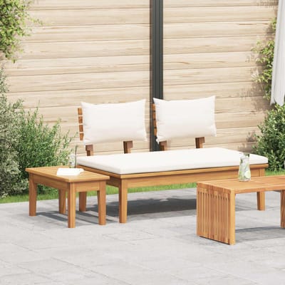 vidaXL - Tuinstoel - en - Tafel - Set - 2 - st - Crème - en - bruin - Massief - teakhout