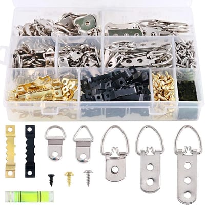 601 stuks Heavy Duty Picture Hangers Kit met 1 Mini Gradienter, Geassortieerde Picture Hangers Haken met Schroeven Kit voor Home Office Foto Schilderij Hanging Oplossingen met Box - 7 Modellen