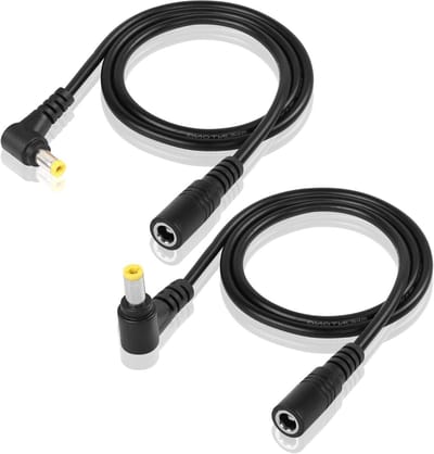 Rechthoekige DC 5.5mm x 2.5mm Voedingsverlengkabel 0.5M 18AWG Male naar Female 90 Graden Stekker voor CCTV Beveiligingscamera, LED Stripverlichting en Auto Accessoires