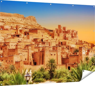 Gards Tuinposter Kasbah Ait Ben Haddou Stad in Marokko - 160x120 cm - Tuindoek - Tuindecoratie - Wanddecoratie buiten - Tuinschilderij