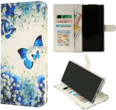 Cityhoesje – Bookcase – Geschikt voor Samsung S24 Plus-S25 PLUS – Print Vlinder Blauw