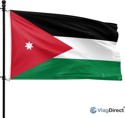 VlagDirect - Jordaanse vlag - Jordanië vlag - 90 x 150 cm