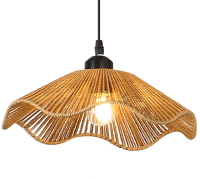 300*90MM.Handgeweven hanglamp van henneptouw. Hanglamp van smeedijzer en rotan. Plafondlamp in industriële stijl. Geschikt voor boerderijen, kantoren in rustieke stijl, bars, cafés en soortgelijke omgevingen.