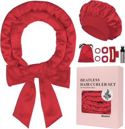 Hitteloze Satijnen Haarrollers met Hoofdband voor Lang Haar, 9 Stuks