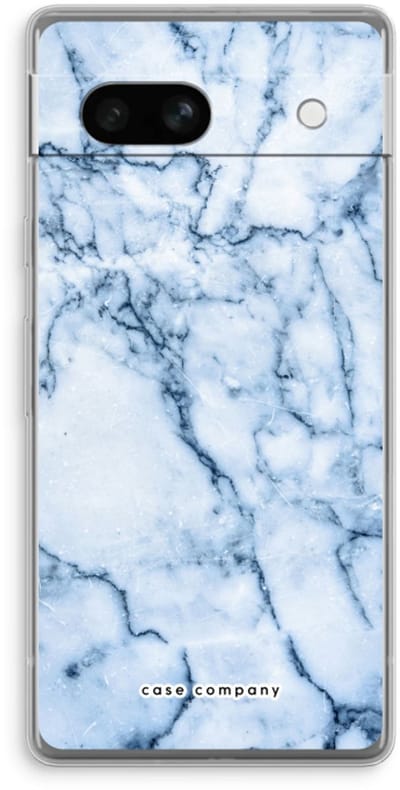 Case Company® - Hoesje geschikt voor Google Pixel 7A hoesje - Blauw marmer - Soft Cover Telefoonhoesje - Bescherming aan alle Kanten en Schermrand