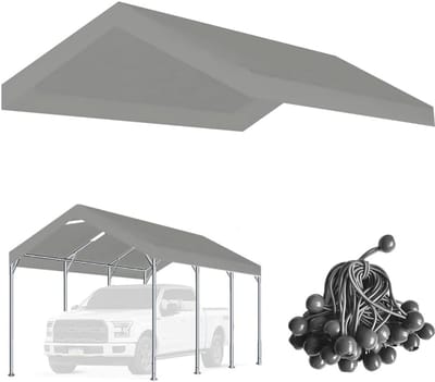 Waterdichte Vervangende Luifelhoes voor Carport of Garage - Robuust PE Tentdoek Grijs (3.6x6m)