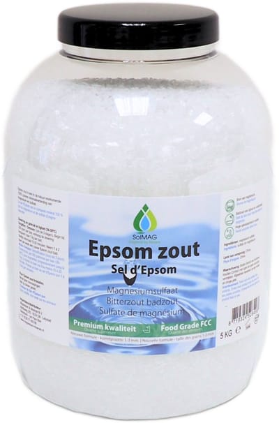 SoLMAG Epsom Zout 5 kg – Magnesiumsulfaat – Bitterzout – Badzout voor Voetenbad & Ligbad – 1–3 mm kristal – Food Grade – In luxe Hersluitbare PET pot (BPA vrij)