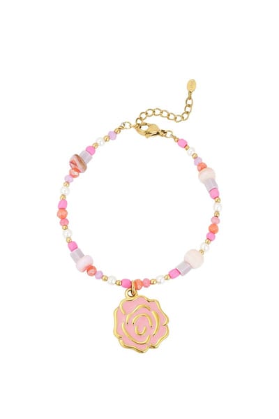 Beaded rose armband - Roze - Verkleurt niet - Cadeau - Goudlief.nl
