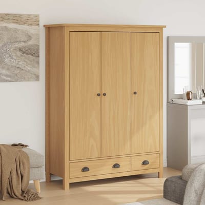 vidaXL - Kledingkast - Hill - 3 - deuren - 127x50x170 - cm - massief - grenenhout