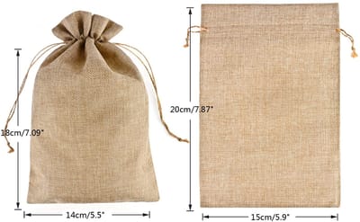 Jute Zakjes Met Trekkoord, 15 x 20 cm, Katoenen Stoffen Zakjes Voor Adventskalender, Cadeauzakjes Voor Bruiloft, Cadeautje of Kerstmis