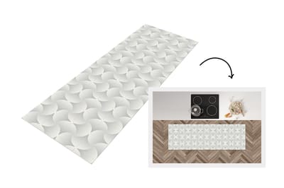 Keukenloper 150x50 cm - Keukenmat vinyl Patronen - Zilver - Retro - Keukenmatten loper - Keuken vloerkleed tapijt