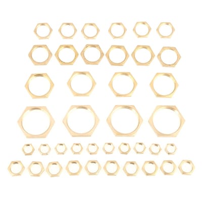 Dailygoods- Borgmoeren Set 40 Stuks - Messing - G1/8/G1/4/G3/8/G1/2/G3/4/G1 - Zeskantmoeren - Dunne Moeren - Stevig en Duurzaam