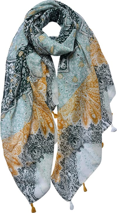 Juleeze Sjaal Dames Print 90x180 cm Zwart Geel Synthetisch