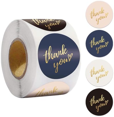 Dailygoods- Bedankstickers 500pcs - 1 Inch Ronde Stickers - Zelfklevende Stickers - Goudfolie - Handgemaakt Met Liefde - Hoge Kwaliteit - Cadeau Stickers