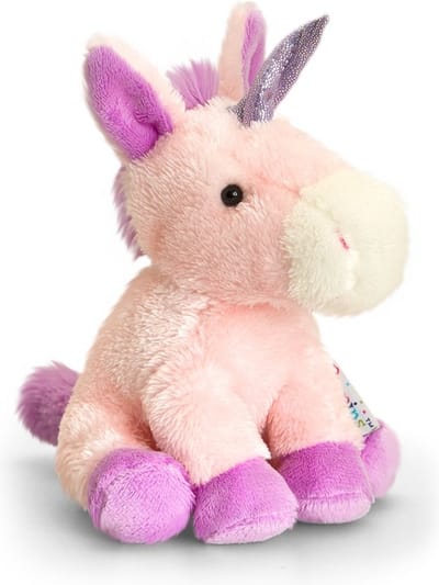 Keel Toys pluche eenhoorn knuffel - roze/wit - 14 cm - mystieke dieren