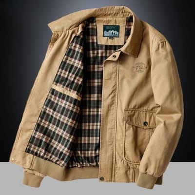 Veste décontractée à revers pour hommes Printemps Nouvelle veste décontractée d'affaires d'âge moyen Veste fine pour hommes de printemps et d'automne L beige