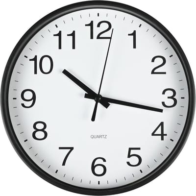 Benson Moderne wandklok - Ø 20 cm - zwart - kunststof - accuraat uurwerk