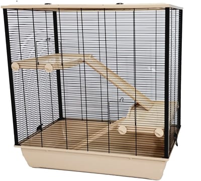 INTER-ZOO Frodo - Knaagdierkooi - Beige - 78x48x80 cm - Kunststof & Metaal - Ruim, Licht en Onderhoudsvriendelijk