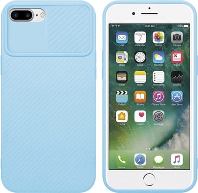 Cadorabo Hoesje geschikt voor Apple iPhone 7 PLUS / 7S PLUS / 8 PLUS in Bonbon Licht Blauw - Beschermhoes van flexibel TPU-silicone Case Cover en met camerabescherming