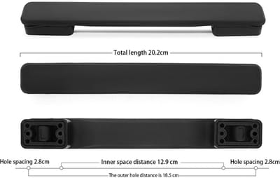 Dailygoods- Bagagekofferhandvat Vervangbaar - Kunststof Handvat - Draagstang - Accessoires - Robuust - Eenvoudig te Monteren - 202 x 26 x 8 mm - Bagagegreep
