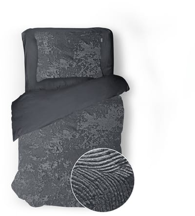 Eleganzzz Dekbedovertrek 3D Embossed Velvet Wave - Dark Grey - Dekbedovertrek 140x200/220cm - Velvet Dekbedovertrek - 100% Velvet - Eenpersoons dekbedovertrekken - Effen Dekbedovertrek