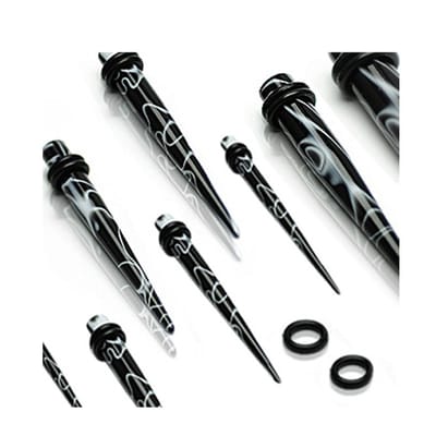 2 mm taper swirl zwart ©LMPiercings