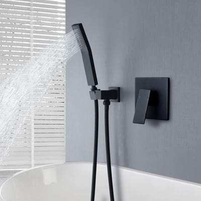 Luxe Handdouche met Hoge Waterdruk - Vierkante Douchekop met Siliconen Waterafvoer en Chroomafwerking voor een Verfrissende Doucheervaring