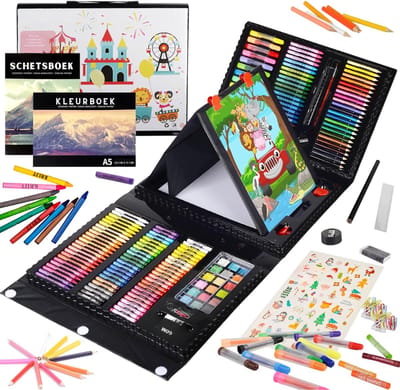 AHD® Tekenset - Tekendoos - Tekenkoffer - Tekenset Volwassenen - Tekendoos Voor Kinderen - Zwart - 41cm x 31cm x 6cm