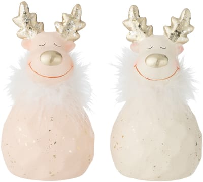 J-Line figuur Rendier - keramiek - mix - small - 2 stuks