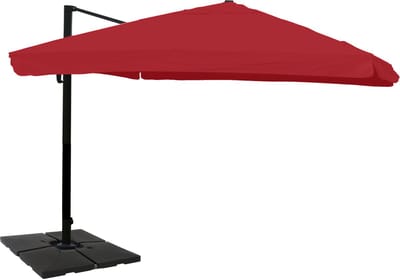 Zweefparasol MCW-A96, parasol, 3x4m (Ø5m) polyester/aluminium 26kg ~ klep, bordeaux met voet