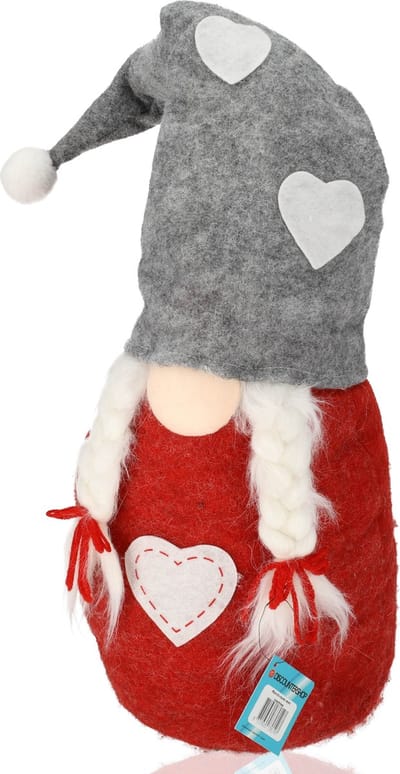 Gnoom Rood - Kerst Kabouter Decoratie - Kerstboomversiering en Kerstbeelden voor Binnen - Scandinavische Gnomes - 1 Stuk