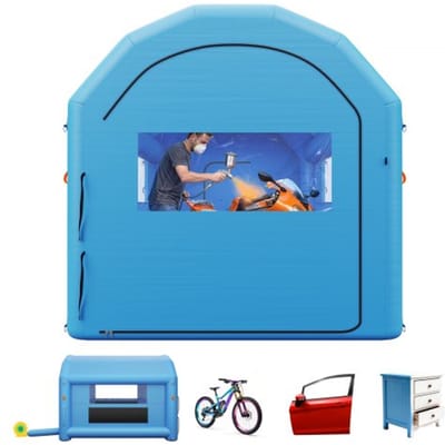 VEVOR Opblaasbare Spuitcabine 4x3x2,75 m Spuitcabine Blauw, met 750W ventilator, actieve koolstoffilter, PVC-raam, gebogen dak voor fietsen, motoren en meubels, draagbaar