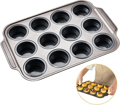Dailygoods- Muffinvorm Opvouwbaar - 12 Cups - Antiaanbaklaag - Siliconen - Voedselkwaliteit - Los te maken door te drukken - Cupcakevorm