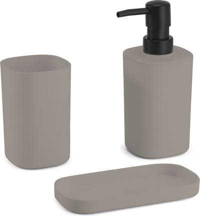 MSV Badkamer Accessoireset – 3-delige Badkamerset met Zeepdispenser, Beker en Zeepschaal – Badkameraccessoires Set met Strak Design