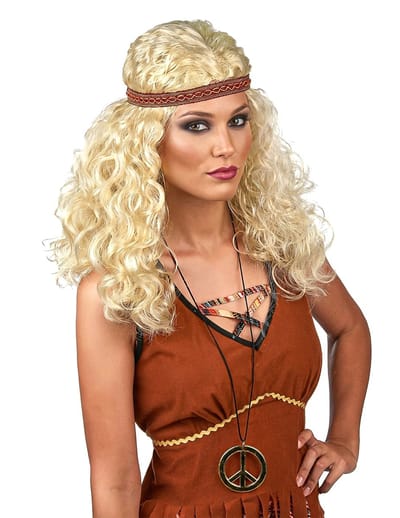 Vegaoo - Blonde hippiepruik voor dames - Blond - One Size