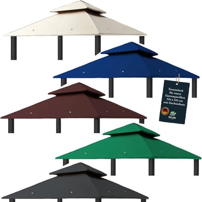 Vervangend paviljoen dak - Paviljoen overkapping - Buiten beschutting - Waterdicht Panama PCV - 334x334 cm - Bruin