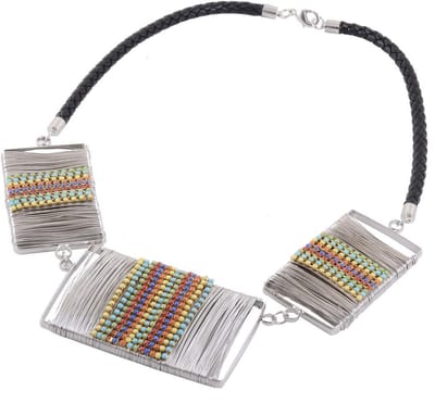 Behave korte ketting met multi-kleur accenten - metaal, kunststof, nikkelvrij, met verlengketting